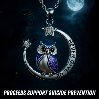 "Never Give Up" Owl Necklace