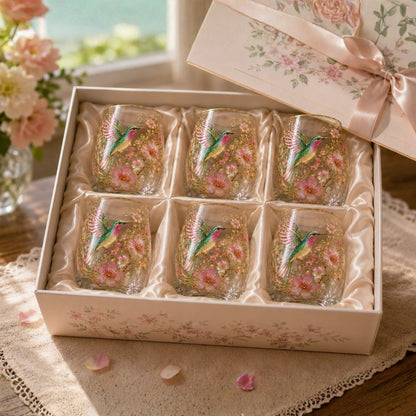 Hummingbird Blossom Glass