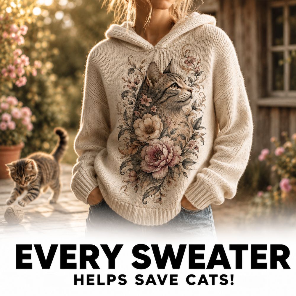 Oversized Knit Cat Sweater