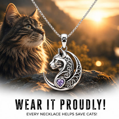 Save The Cats 925 Sterling Silver Amethyst Necklace