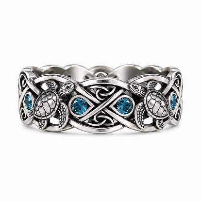 Aquamarine Sea Turtle Ring