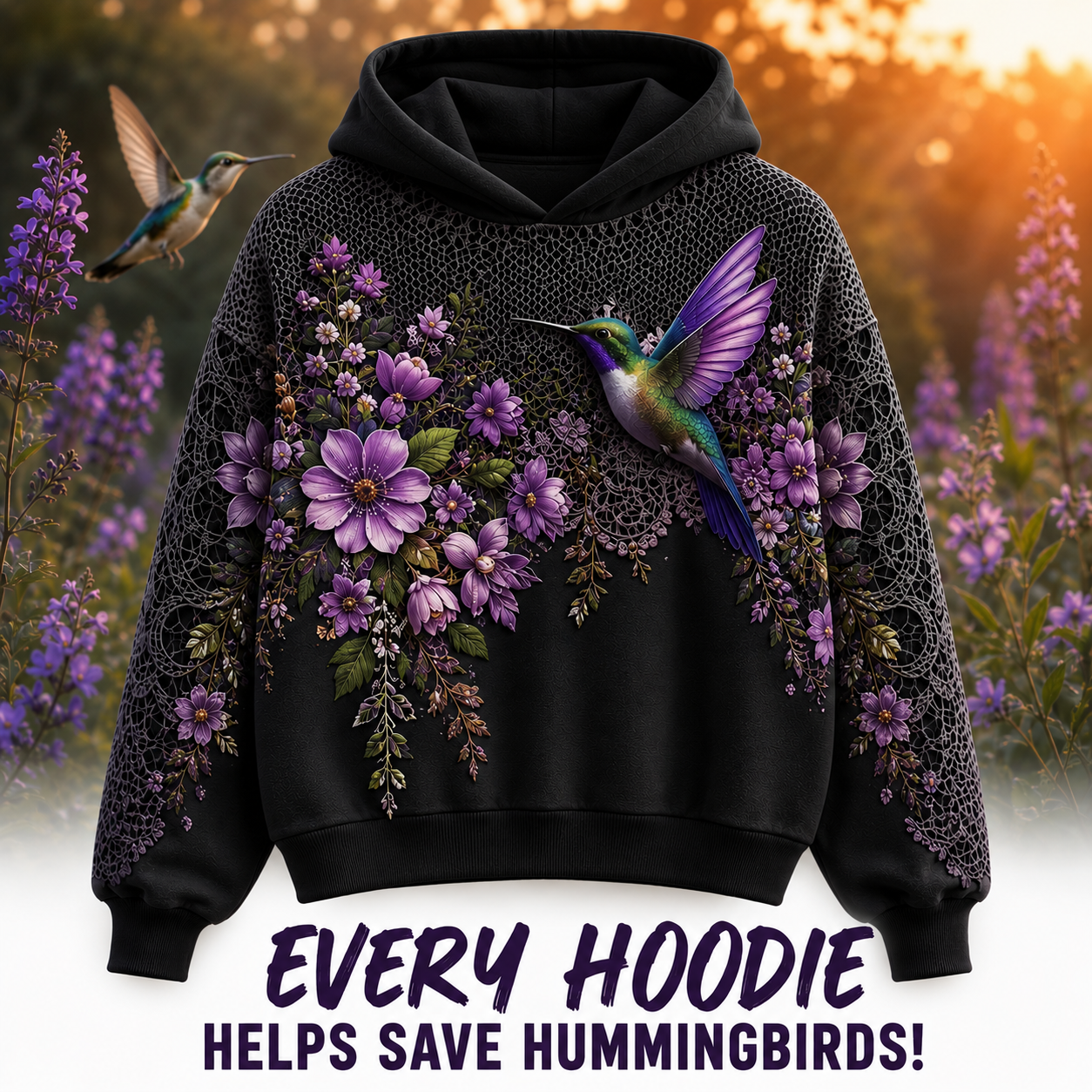 Purple Hummingbird Hoodie