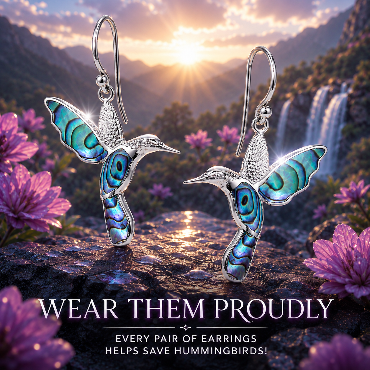 Save The Hummingbirds Sterling Silver Earrings