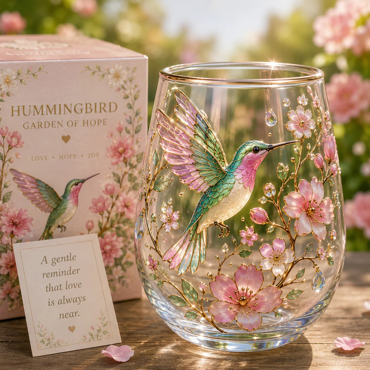 Hummingbird Blossom Glass