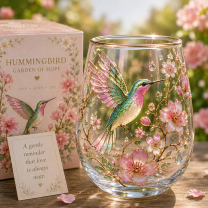Hummingbird Blossom Glass