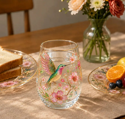 Hummingbird Blossom Glass