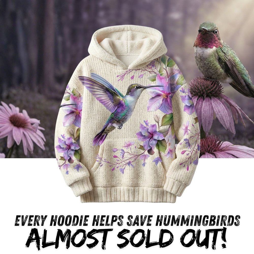 Hummingbird Purple Flower Hoodie