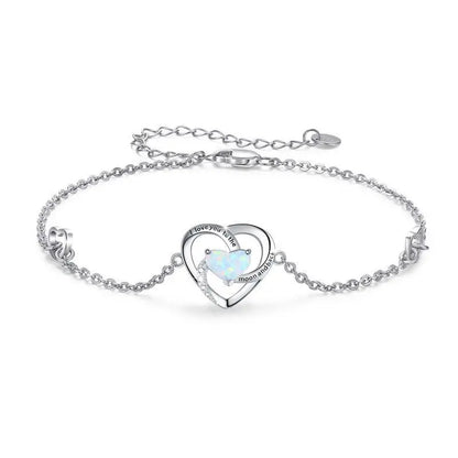 Sterling Silver Blue Opal Heart Bracelet