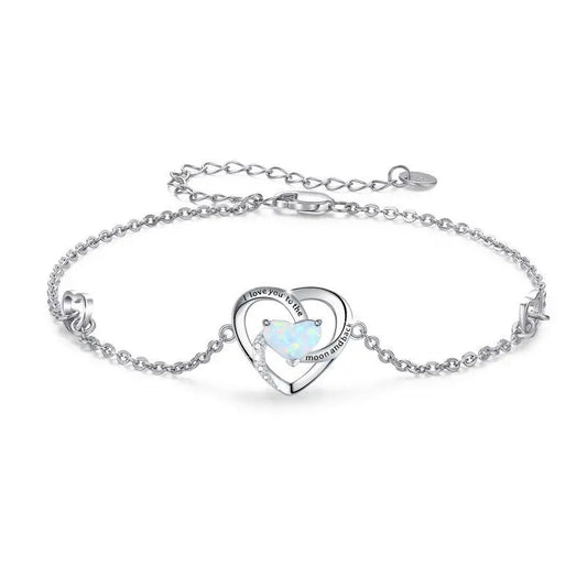 Sterling Silver Blue Opal Heart Bracelet