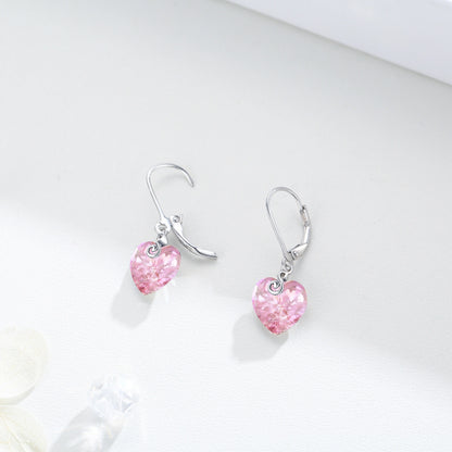 Heart Crystal Drop Earrings