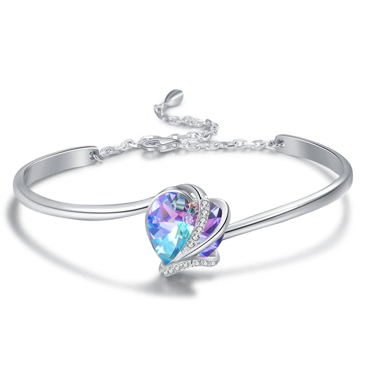 Sterling Silver Heart Crystal Bracelet