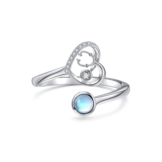 Moonstone Heart Ring