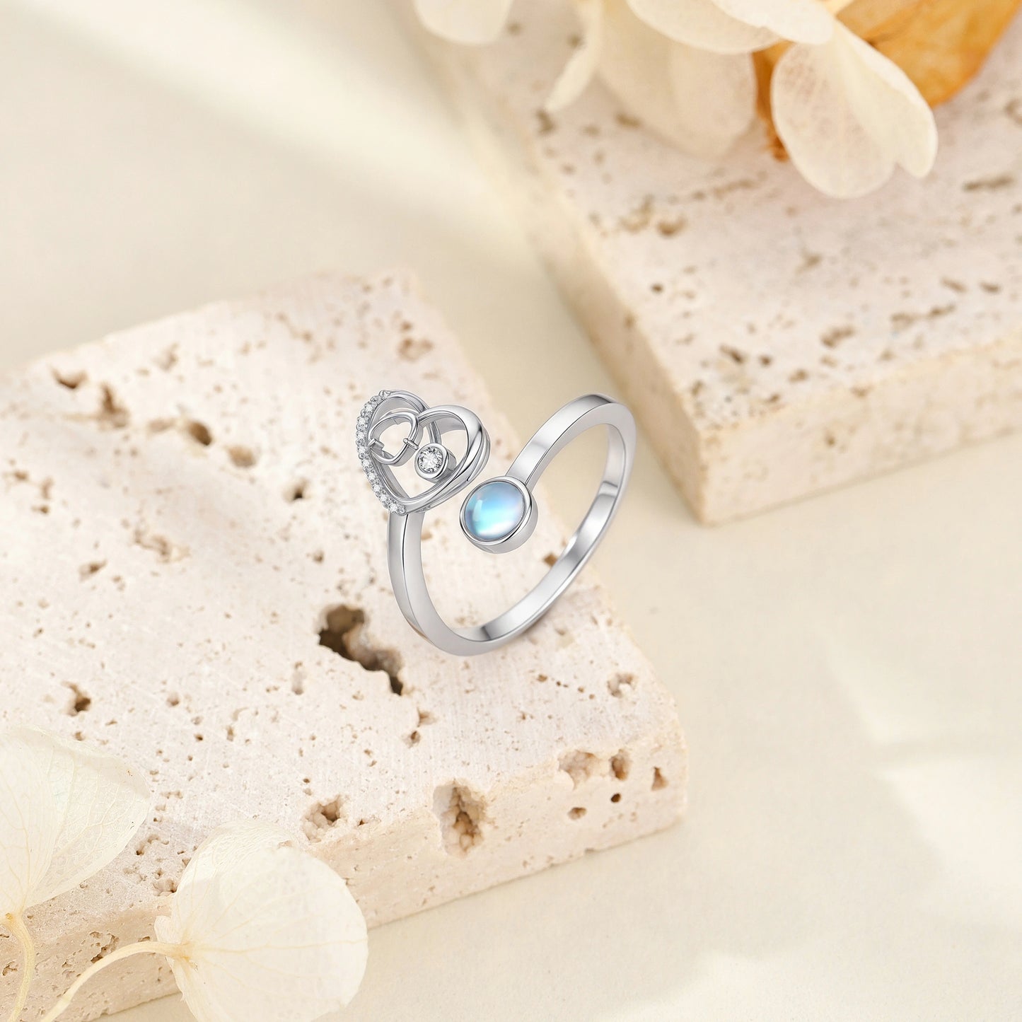 Moonstone Heart Ring